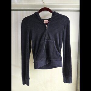 Juicy Couture Navy Blue Velour Zip-up Hoodie Size S Y2K